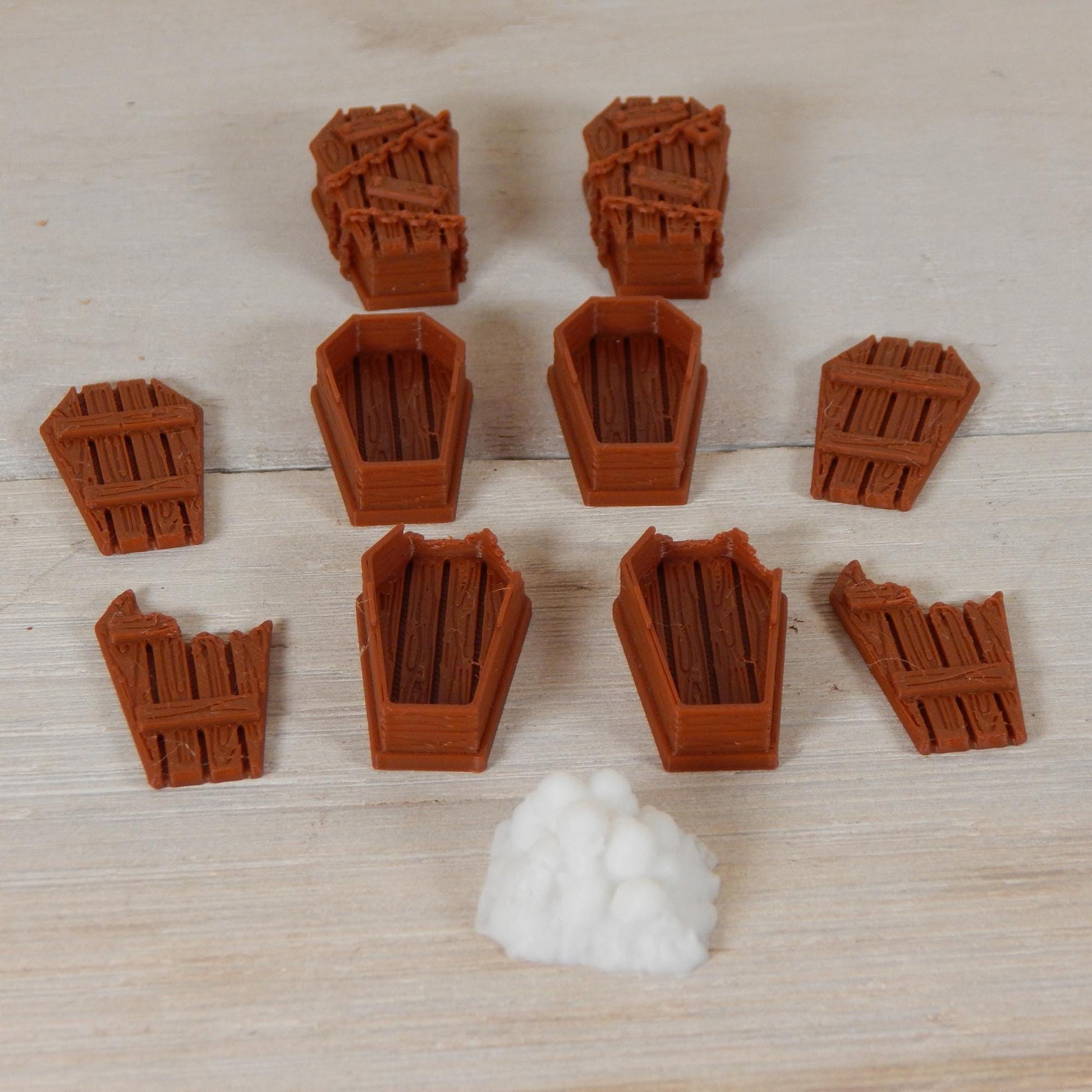 Wooden Coffin Set Tabletop Gaming & Diorama 3D Printed Free Shipping!