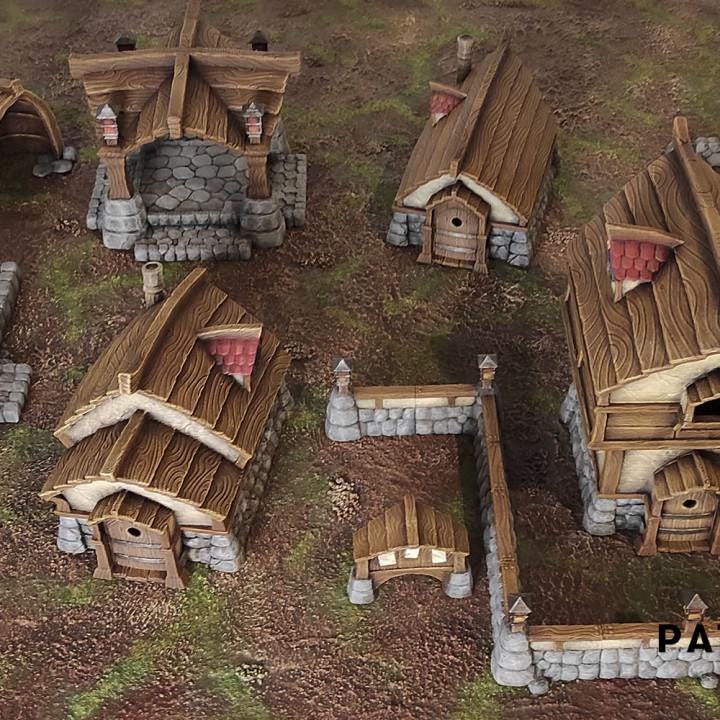 Fishers Village | Full Set | Tabletop Gaming & Diorama Scenery Terrain | 28mm to 32mm Scale | 3D Printed | Makers Anvil | Free Shipping