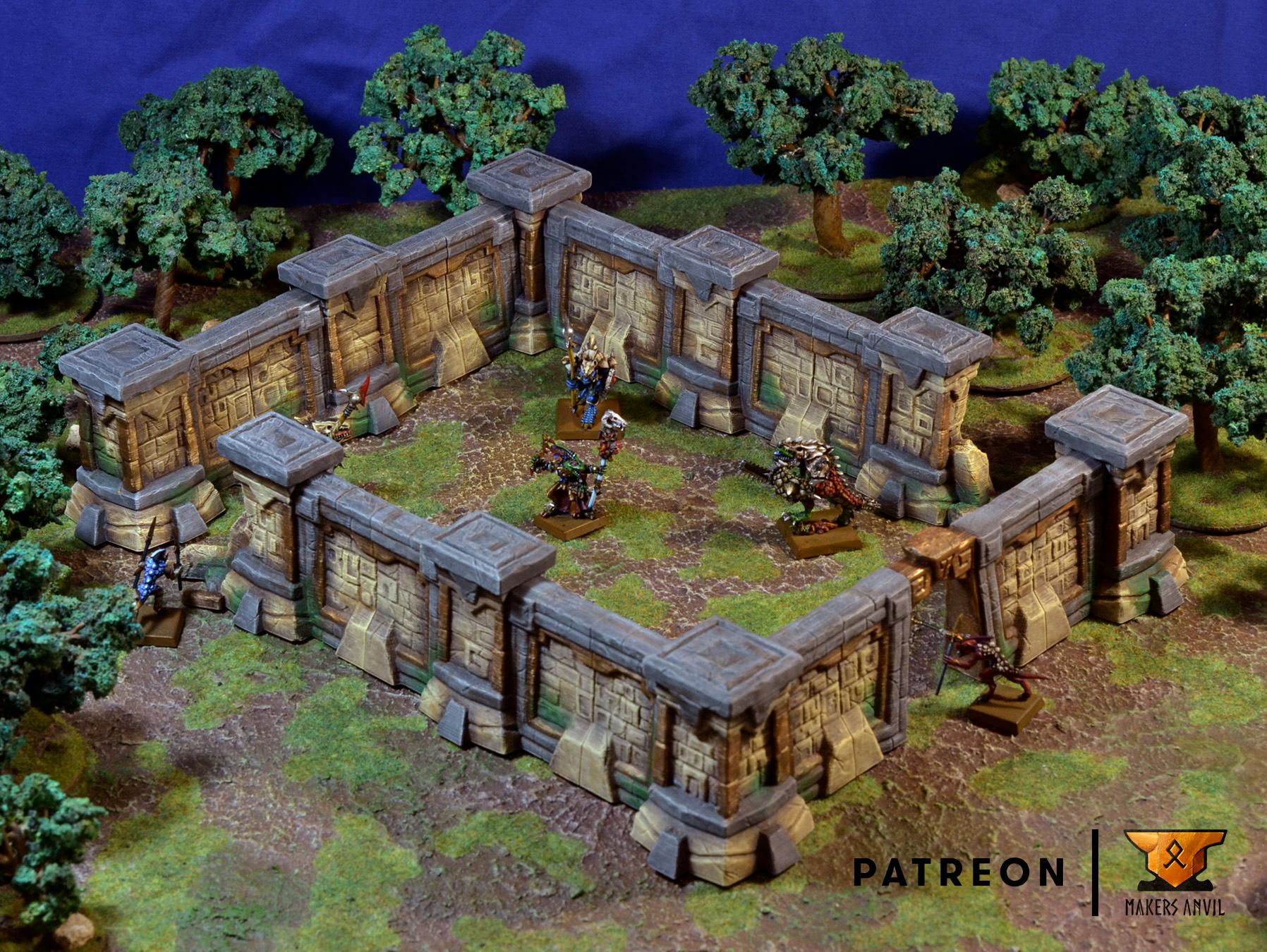 Forgotten Temple Full Set | Tabletop Gaming & Diorama Scenery Terrain | 28mm to 32mm Scale | 3D Printed | Makers Anvil | Free Shipping