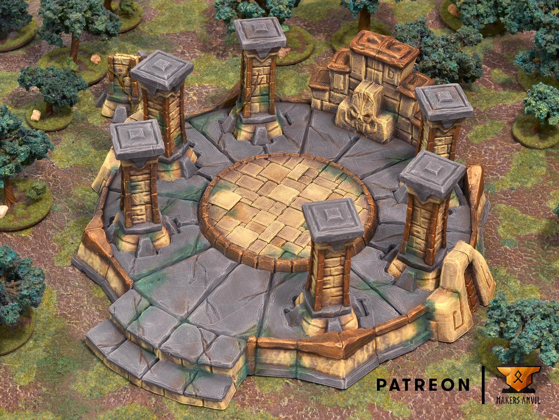 Forgotten Temple Full Set | Tabletop Gaming & Diorama Scenery Terrain | 28mm to 32mm Scale | 3D Printed | Makers Anvil | Free Shipping