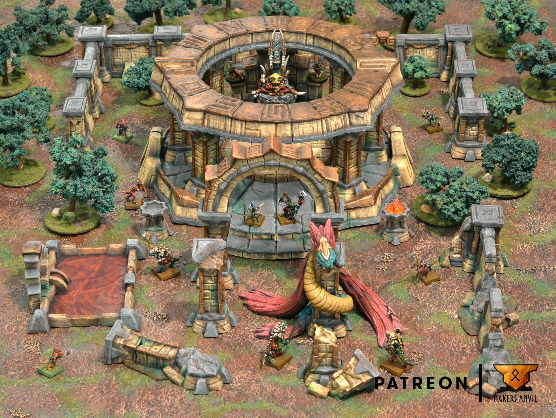 Forgotten Temple Full Set | Tabletop Gaming & Diorama Scenery Terrain | 28mm to 32mm Scale | 3D Printed | Makers Anvil | Free Shipping