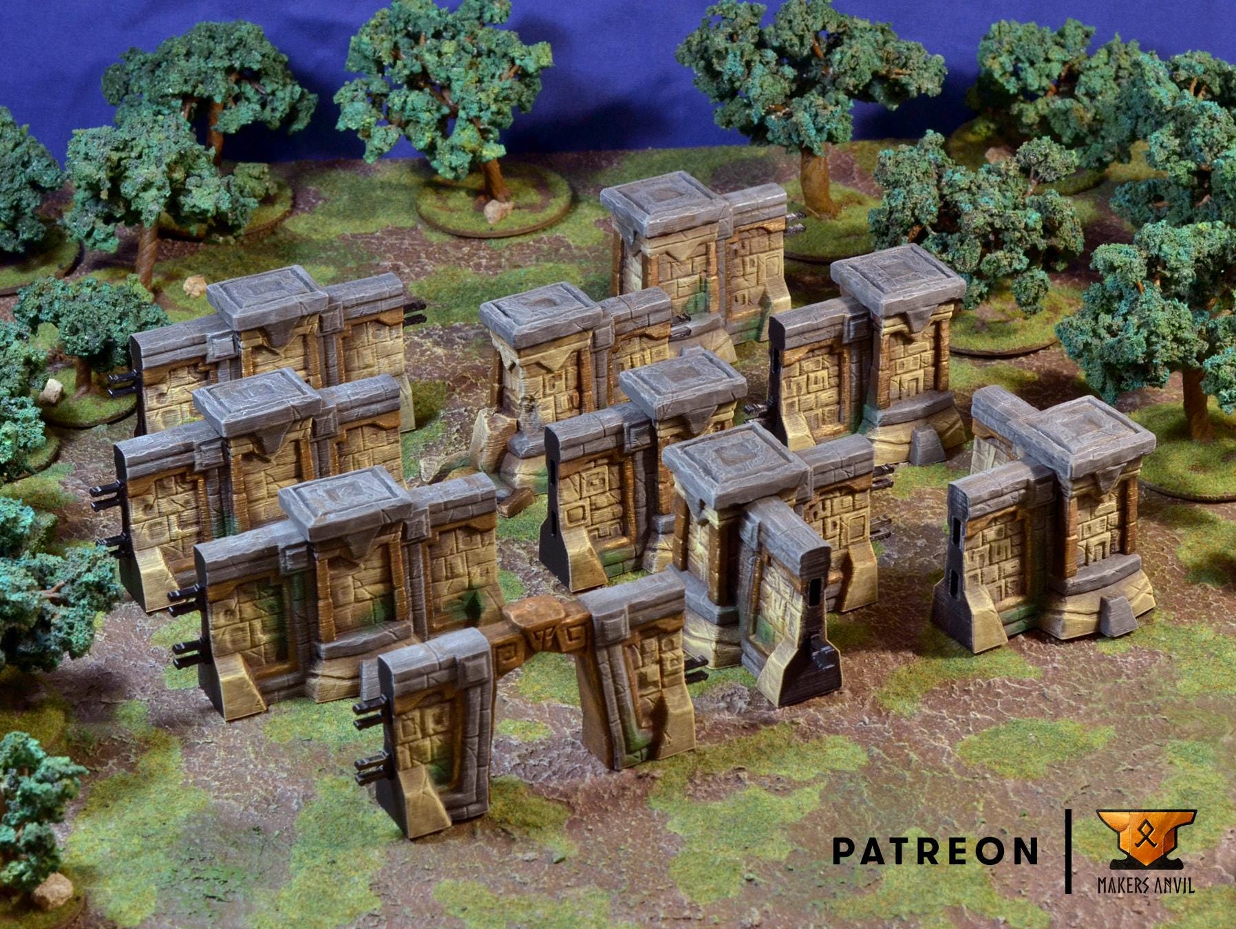 Forgotten Temple Full Set | Tabletop Gaming & Diorama Scenery Terrain | 28mm to 32mm Scale | 3D Printed | Makers Anvil | Free Shipping