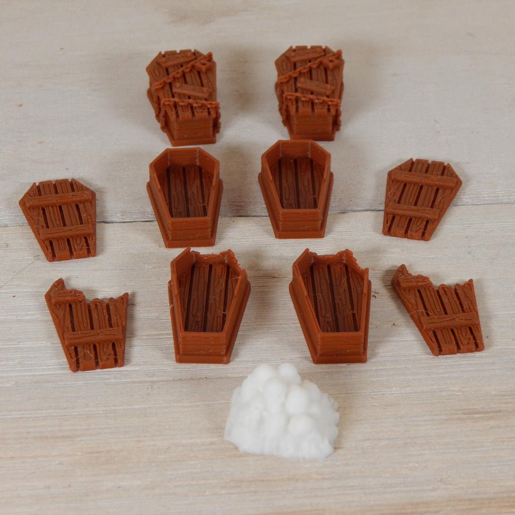 Wooden Coffin Set Tabletop Gaming & Diorama 3D Printed Free Shipping!