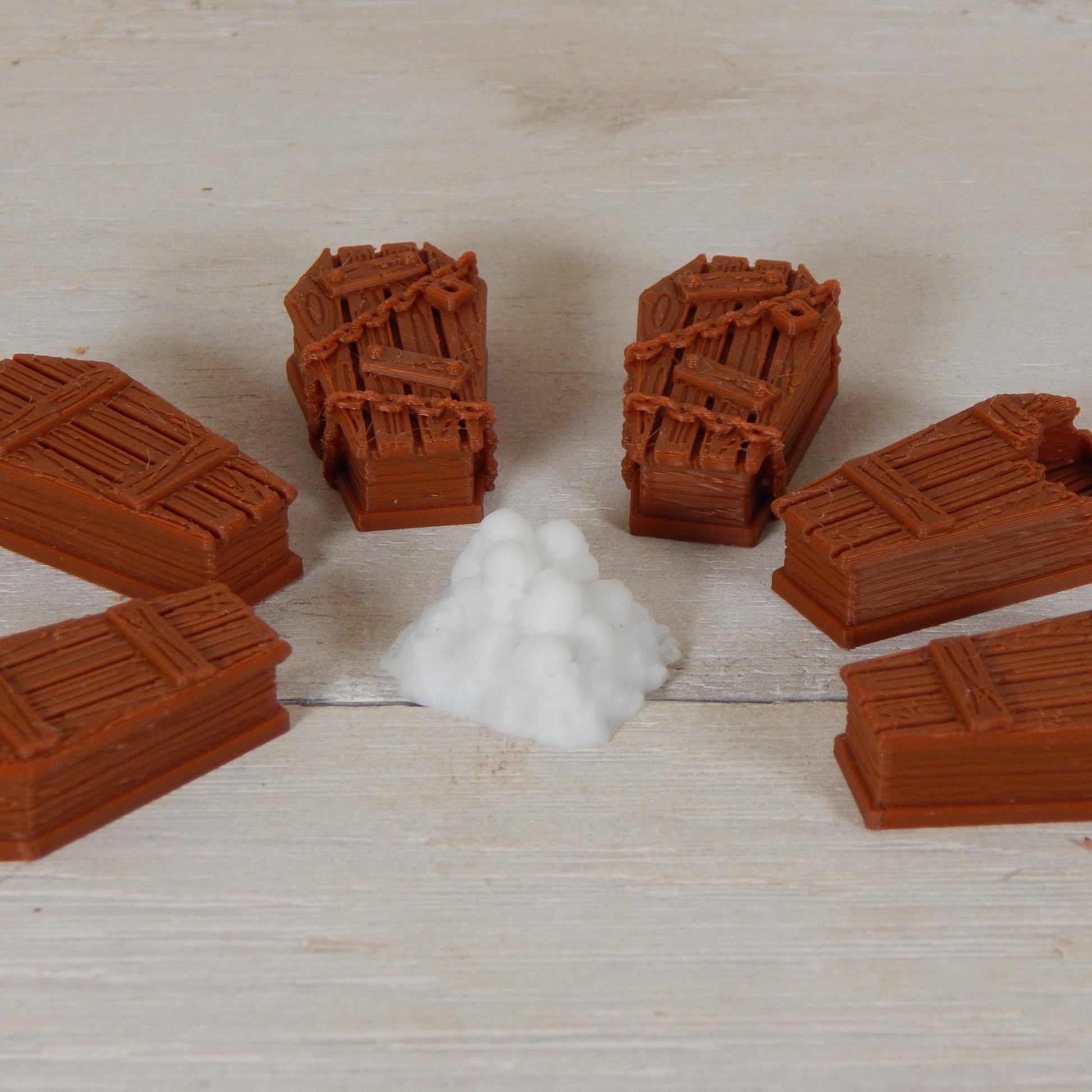 Wooden Coffin Set Tabletop Gaming & Diorama 3D Printed Free Shipping!