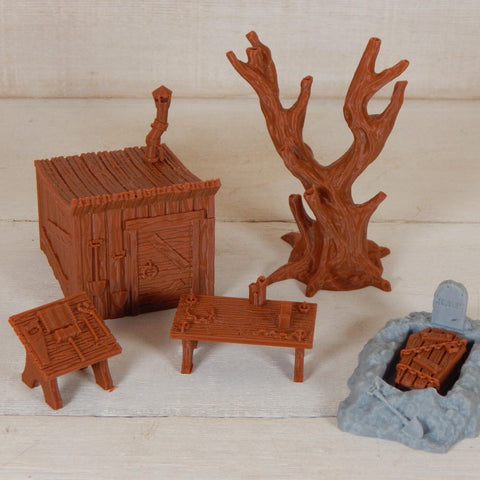 Gravedigger's Shack Set Tabletop Gaming & Diorama 3D Printed Free Shipping!