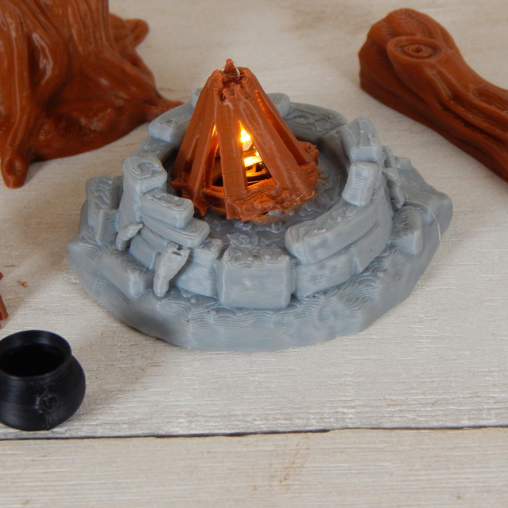 Campfire Set Tabletop Gaming & Diorama 3D Printed Free Shipping!