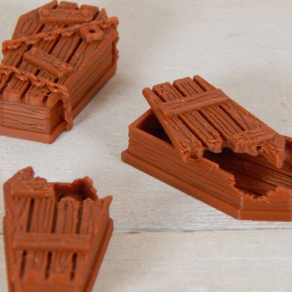 Wooden Coffin Set Tabletop Gaming & Diorama 3D Printed Free Shipping!