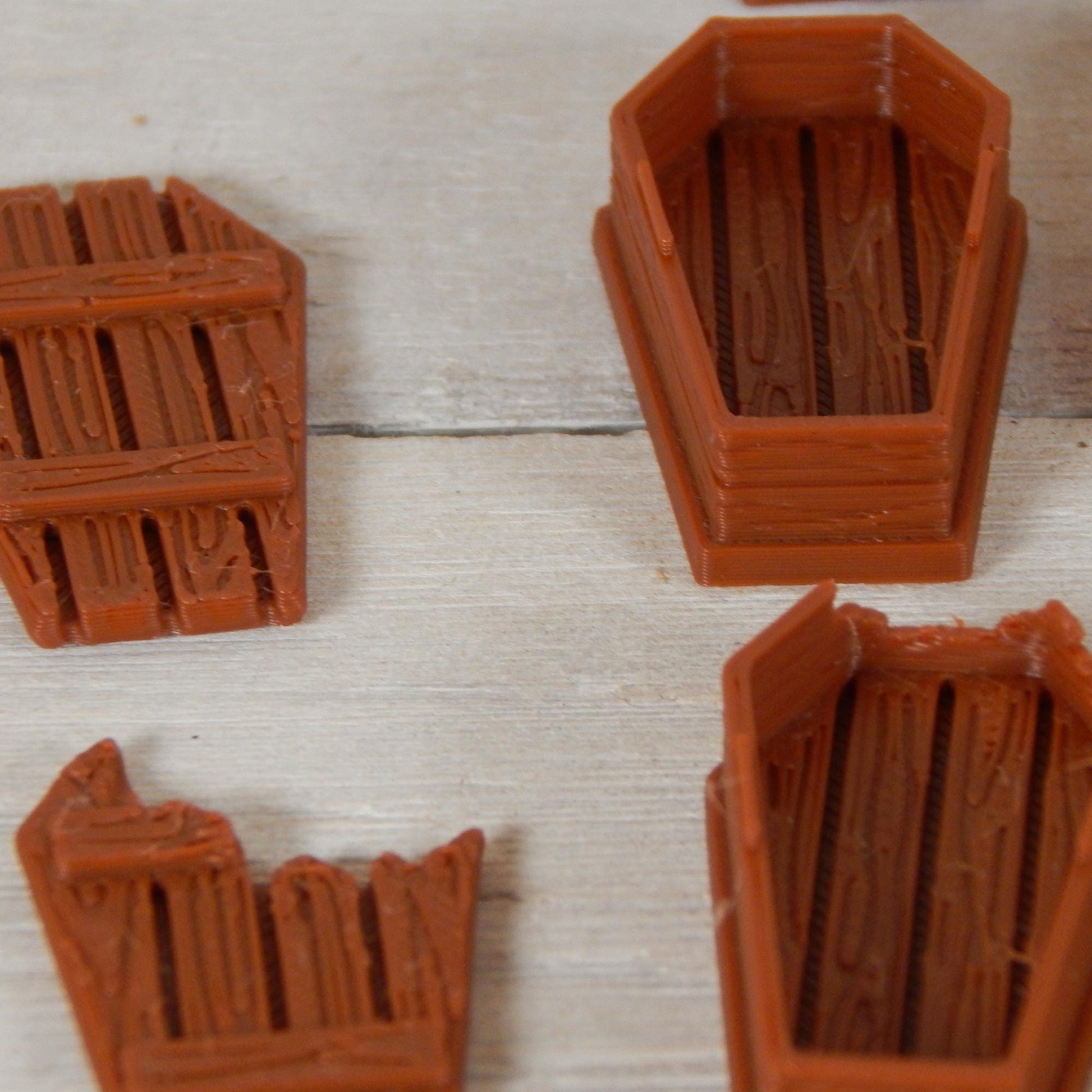 Wooden Coffin Set Tabletop Gaming & Diorama 3D Printed Free Shipping!