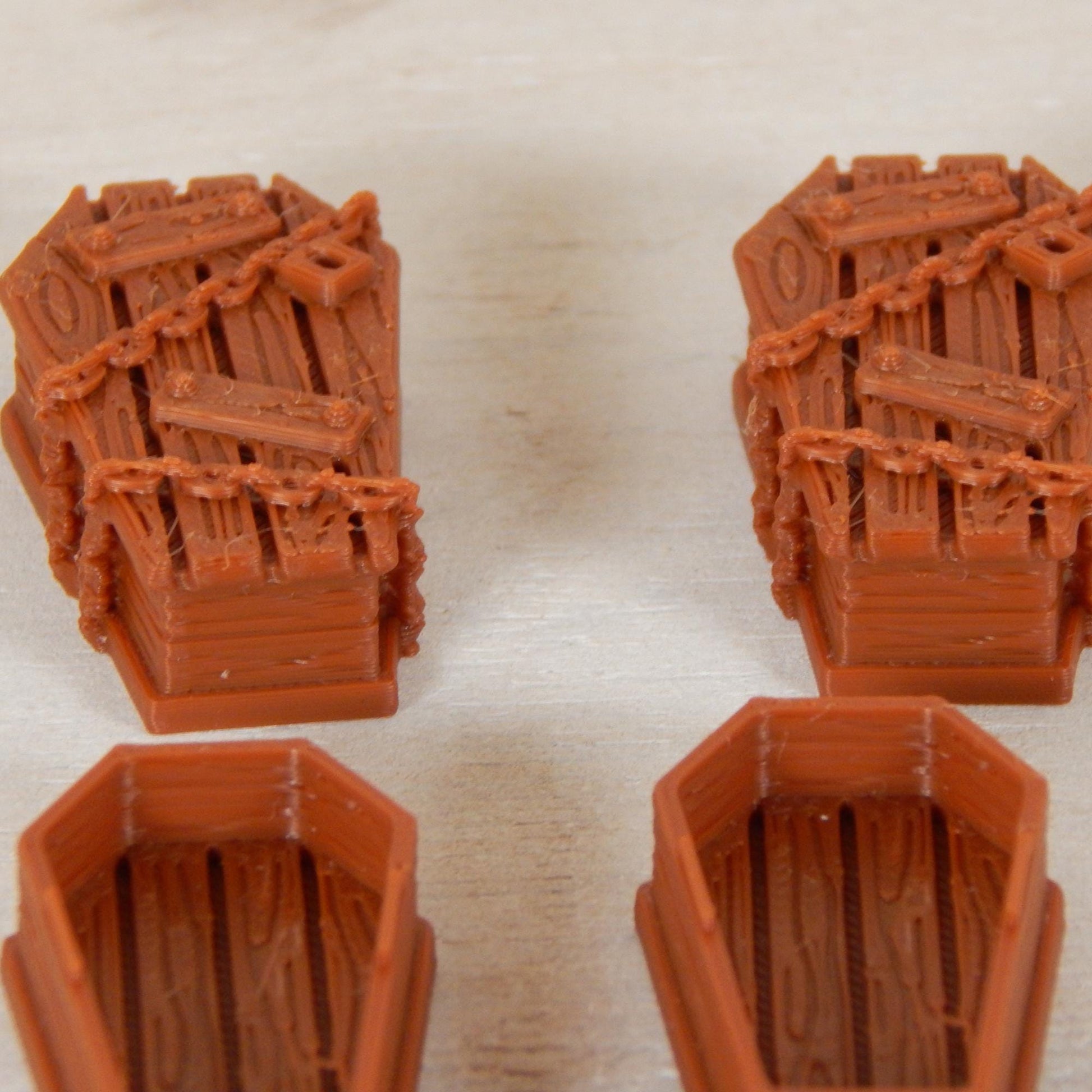 Wooden Coffin Set Tabletop Gaming & Diorama 3D Printed Free Shipping!