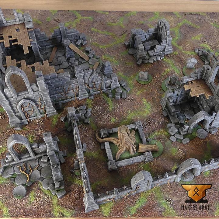 Ruined Church | Full Set | Tabletop Gaming & Diorama Scenery Terrain | 28mm to 32mm Scale | 3D Printed | Makers Anvil | Free Shipping