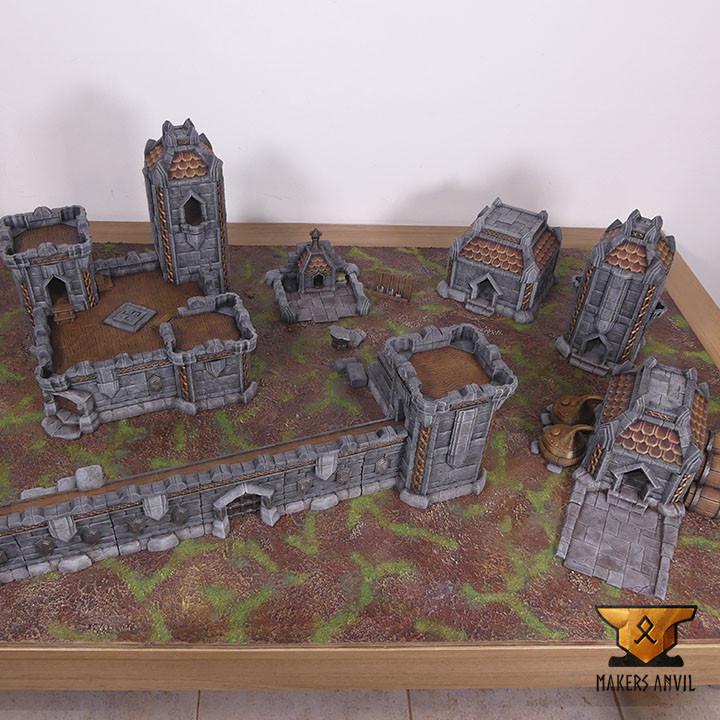 Dwarf Settlement | Full Set | Tabletop Gaming & Diorama Scenery Terrain | 28mm to 32mm Scale | 3D Printed | Makers Anvil | Free Shipping