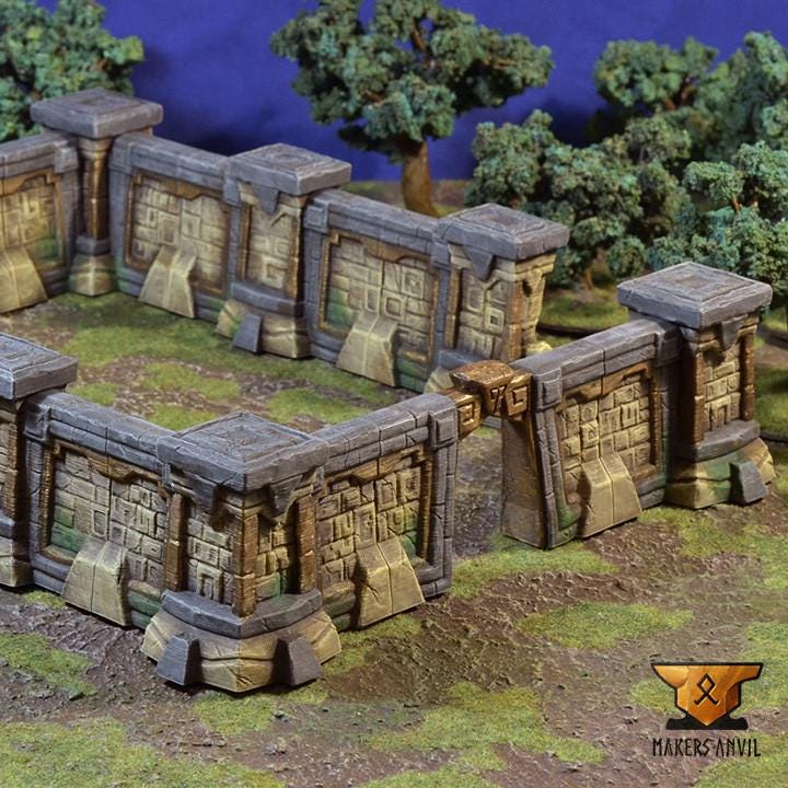Forgotten Temple | Full Set | Tabletop Gaming & Diorama Scenery Terrain | 28mm to 32mm Scale | 3D Printed | Makers Anvil | Free Shipping