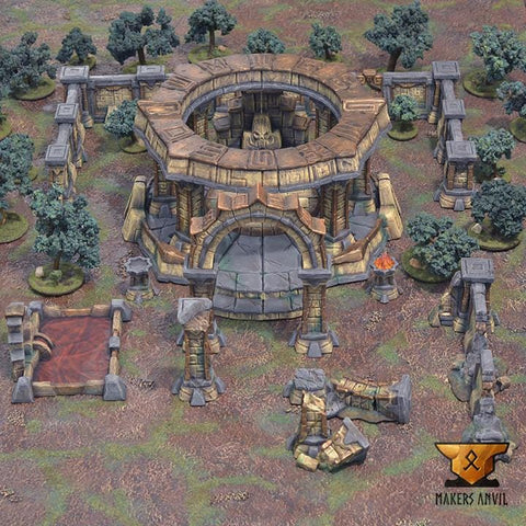 Forgotten Temple | Full Set | Tabletop Gaming & Diorama Scenery Terrain | 28mm to 32mm Scale | 3D Printed | Makers Anvil | Free Shipping