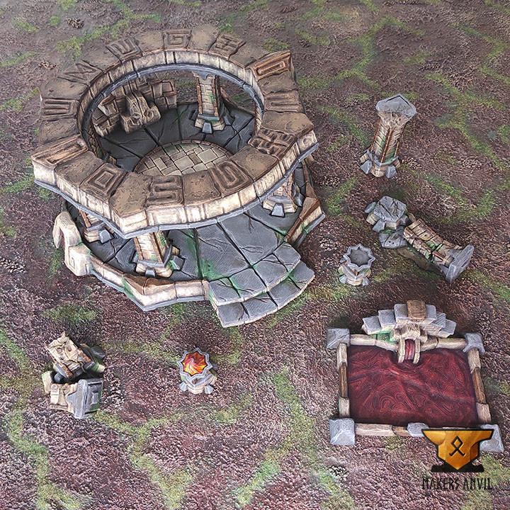 Forgotten Temple | Full Set | Tabletop Gaming & Diorama Scenery Terrain | 28mm to 32mm Scale | 3D Printed | Makers Anvil | Free Shipping