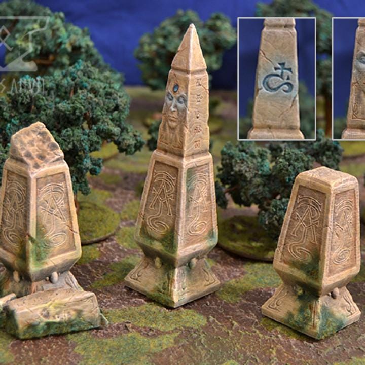 High Elves Way Stones | Tabletop Gaming & Diorama Scenery Terrain | 28mm to 32mm Scale | 3D Printed | Makers Anvil | Free Shipping