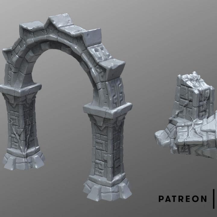 Forgotten Temple Small Set | Tabletop Gaming & Diorama Scenery Terrain | 28mm to 32mm Scale | 3D Printed | Makers Anvil | Free Shipping