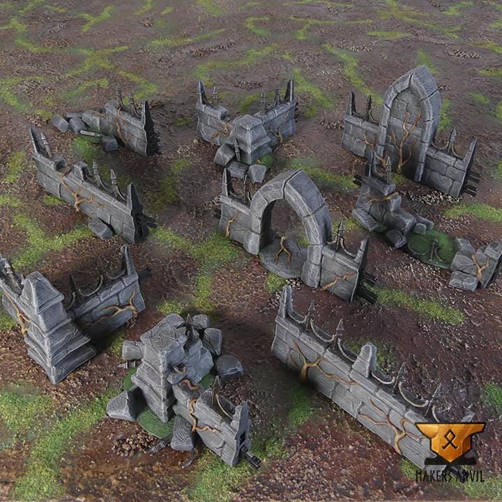 Ruined Church | Full Set | Tabletop Gaming & Diorama Scenery Terrain | 28mm to 32mm Scale | 3D Printed | Makers Anvil | Free Shipping