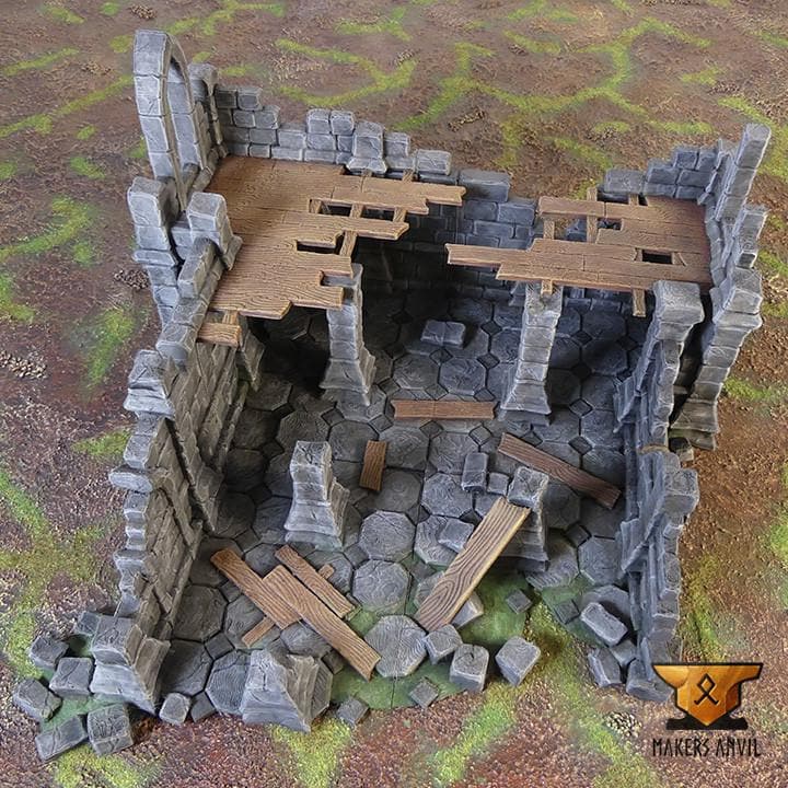 Ruined Church | Full Set | Tabletop Gaming & Diorama Scenery Terrain | 28mm to 32mm Scale | 3D Printed | Makers Anvil | Free Shipping