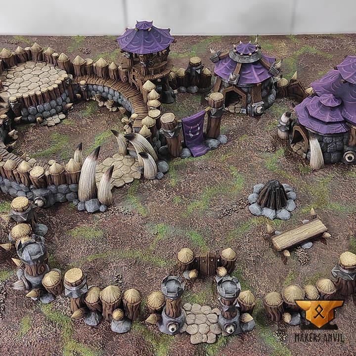 Orc Camp | Full Set | Tabletop Gaming & Diorama Scenery Terrain | 28mm to 32mm Scale | 3D Printed | Makers Anvil | Free Shipping