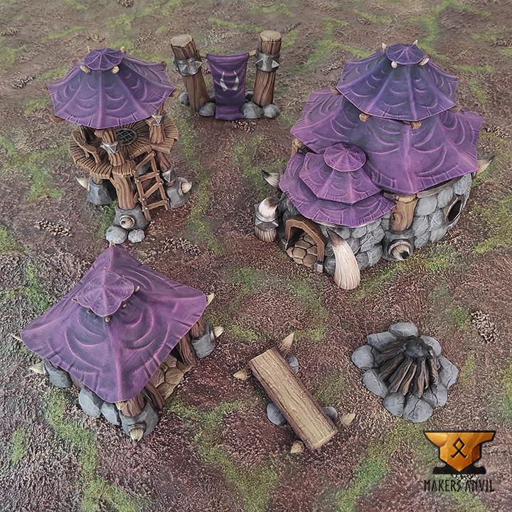 Orc Camp | Full Set | Tabletop Gaming & Diorama Scenery Terrain | 28mm to 32mm Scale | 3D Printed | Makers Anvil | Free Shipping
