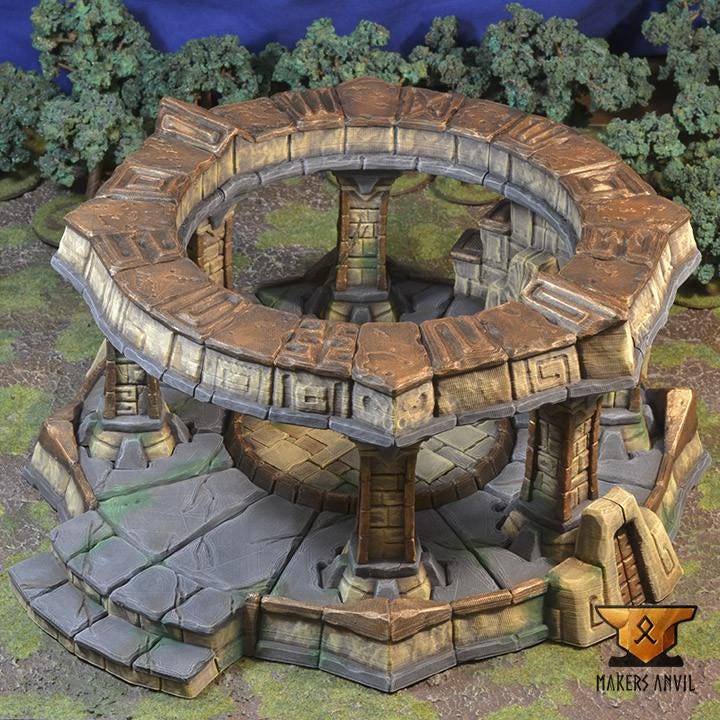 Forgotten Temple | Full Set | Tabletop Gaming & Diorama Scenery Terrain | 28mm to 32mm Scale | 3D Printed | Makers Anvil | Free Shipping