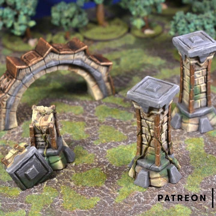Forgotten Temple Small Set | Tabletop Gaming & Diorama Scenery Terrain | 28mm to 32mm Scale | 3D Printed | Makers Anvil | Free Shipping