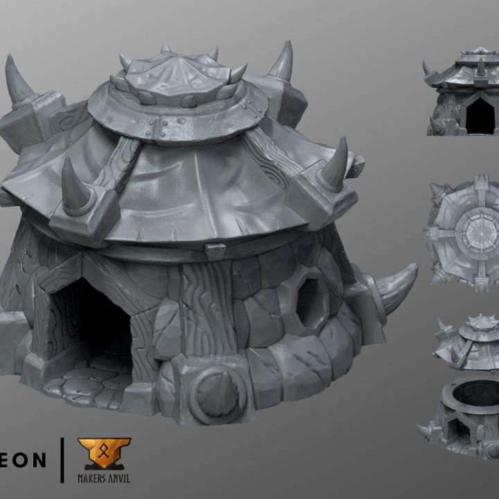 Orc Cottage | Tabletop Gaming & Diorama Scenery Terrain | 28mm to 32mm Scale | 3D Printed | Makers Anvil | Free Shipping