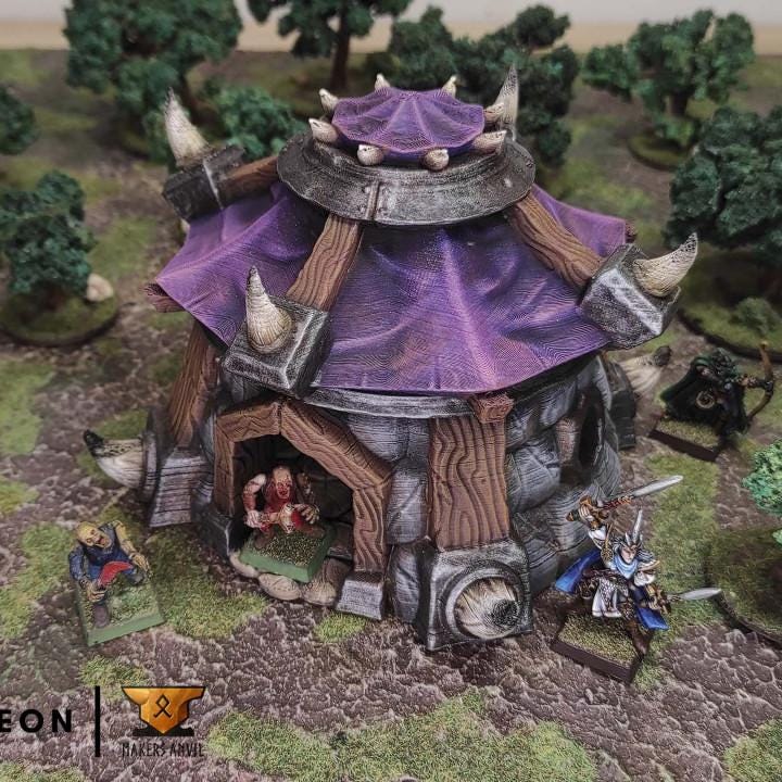 Orc Cottage | Tabletop Gaming & Diorama Scenery Terrain | 28mm to 32mm Scale | 3D Printed | Makers Anvil | Free Shipping