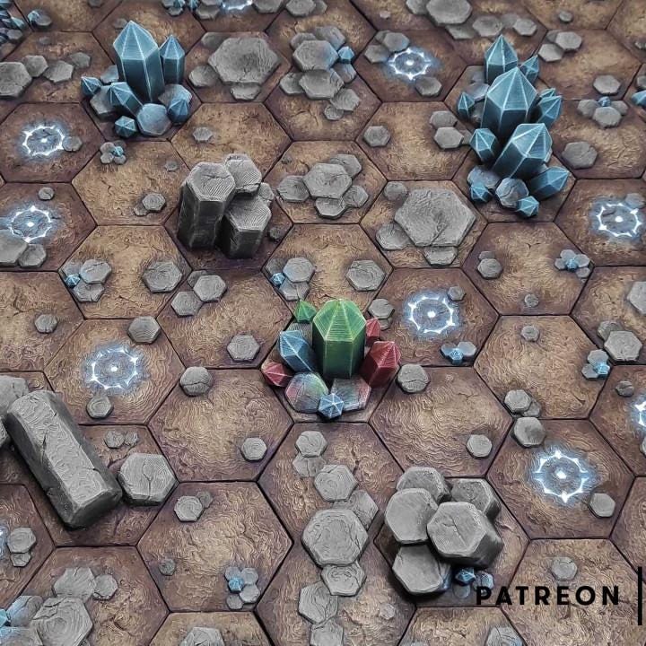 Modular Hexagonal Set | Tabletop Gaming & Diorama Scenery Terrain | 28mm to 32mm Scale | 3D Printed | Makers Anvil | Free Shipping
