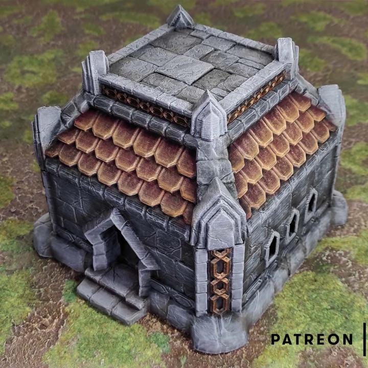 Dwarf House | Tabletop Gaming & Diorama Scenery Terrain | 28mm to 32mm Scale | 3D Printed | Makers Anvil | Free Shipping