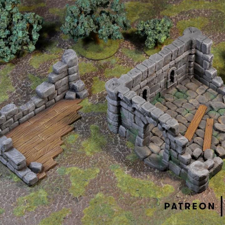 Ruined Building | Tabletop Gaming & Diorama Scenery Terrain | 28mm to 32mm Scale | 3D Printed | Makers Anvil | Free Shipping