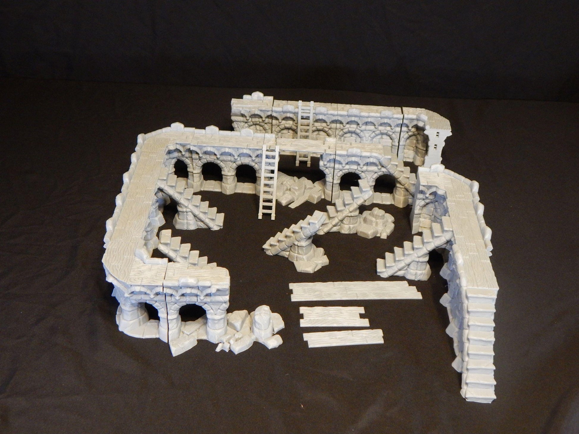 Ruined Town | Full Set | Tabletop Gaming & Diorama Scenery Terrain | 28mm to 32mm Scale | 3D Printed | Makers Anvil | Free Shipping