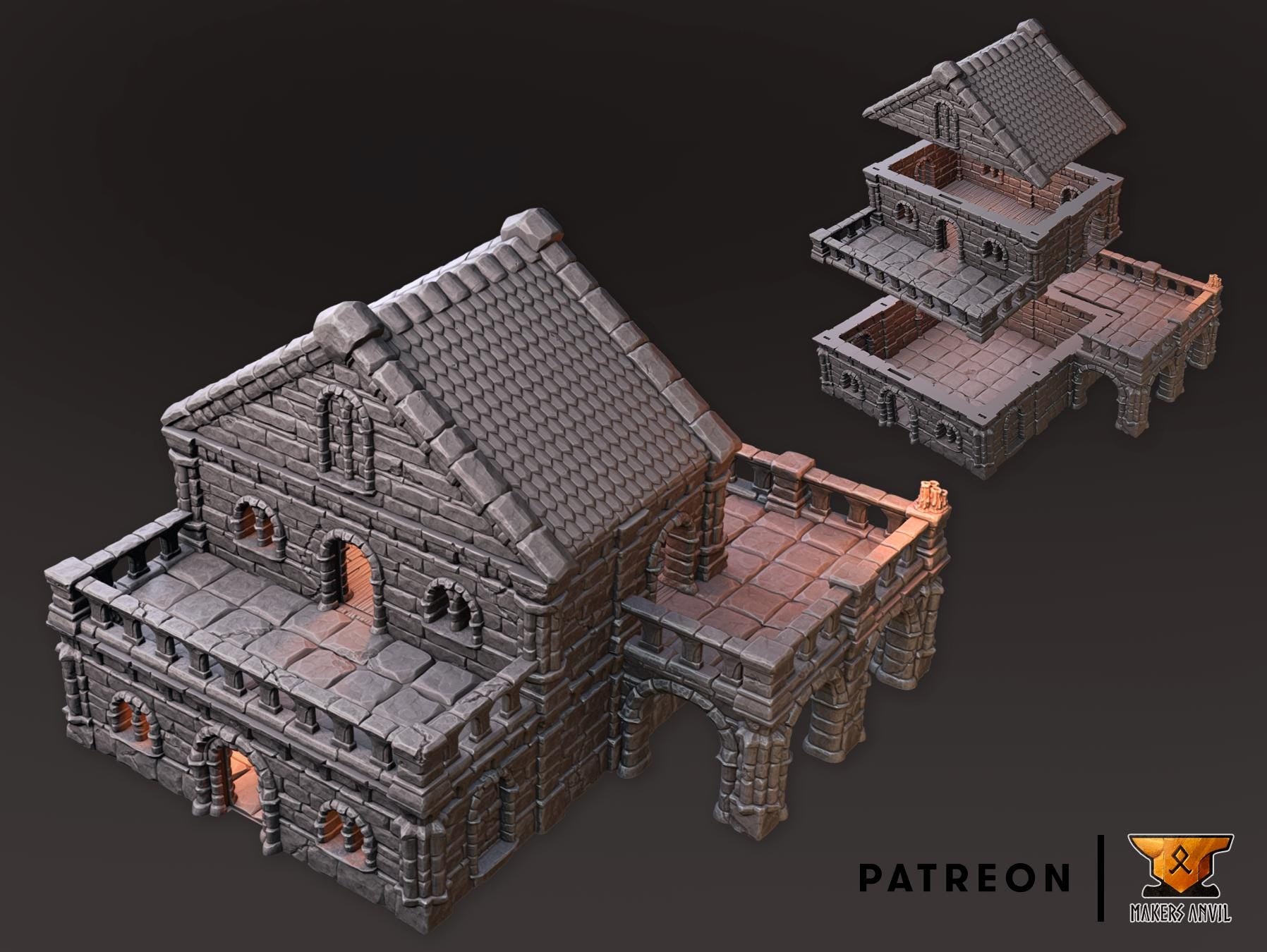 Ruins of Whispers Noble House | Tabletop Gaming & Diorama Scenery Terrain | 28mm to 32mm Scale | 3D Printed | Makers Anvil | Free Shipping