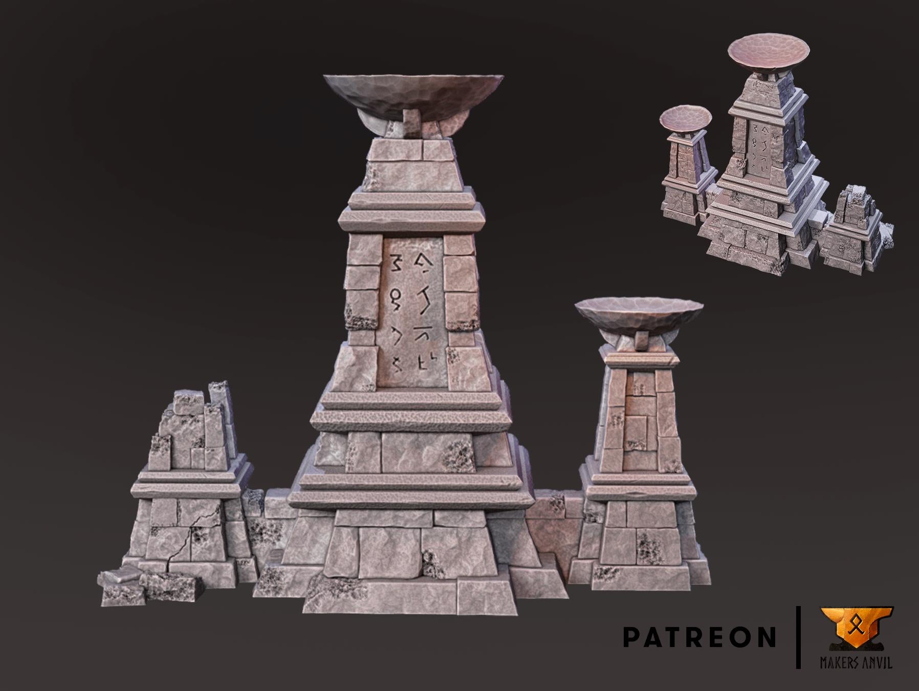 Ancient Ruins | Tabletop Gaming & Diorama Scenery Terrain | 28mm to 32mm Scale | 3D Printed | Makers Anvil | Free Shipping