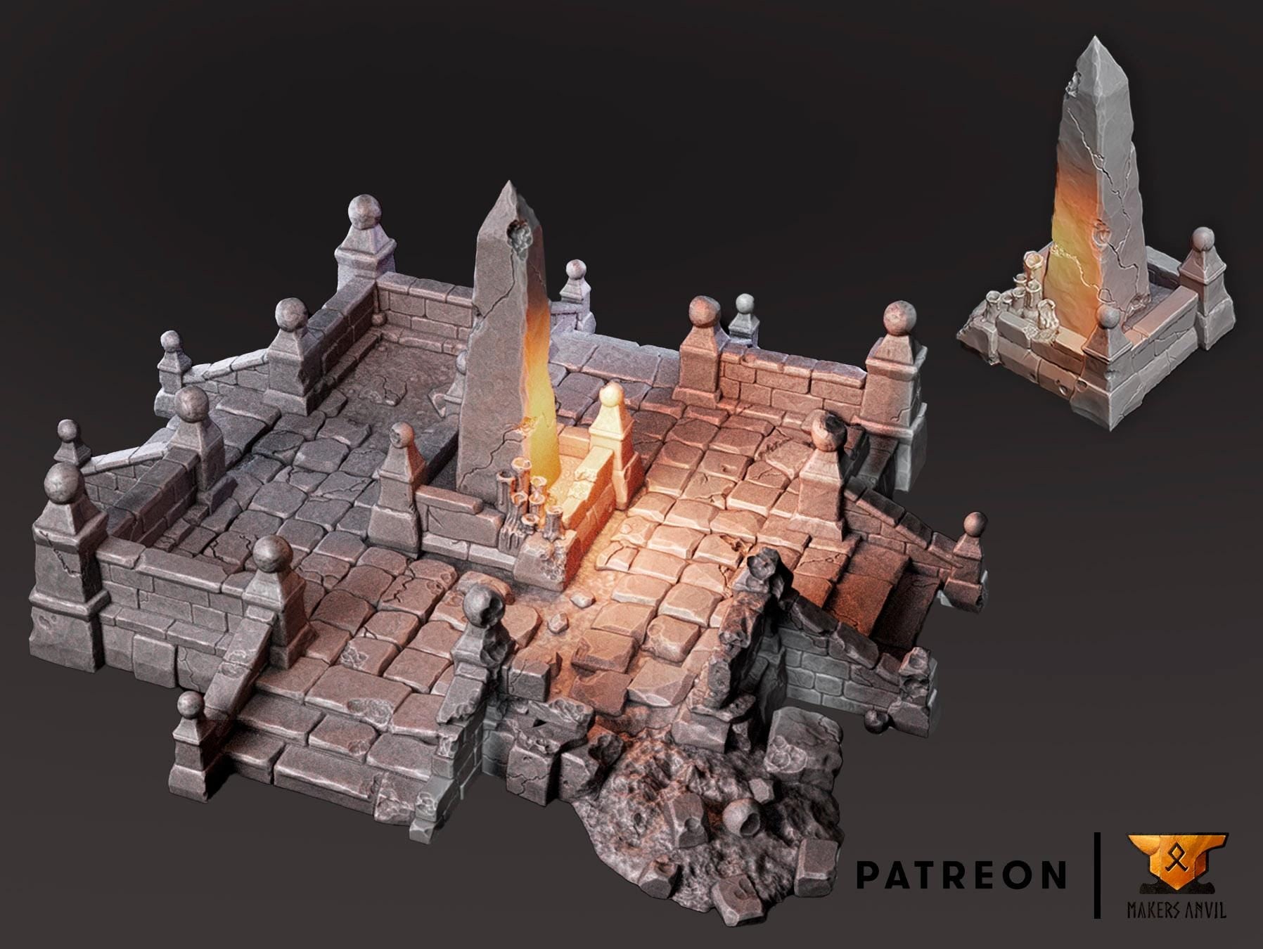 City Ruins Set | Tabletop Gaming & Diorama Scenery Terrain | 28mm to 32mm Scale | 3D Printed | Makers Anvil | Free Shipping