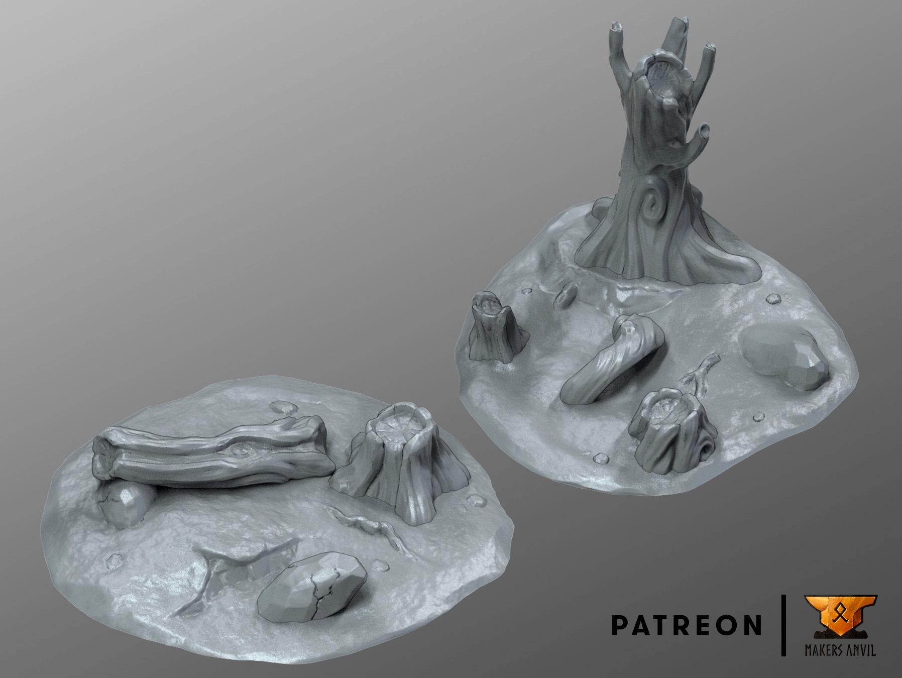 Forest Set | Tabletop Gaming & Diorama Scenery Terrain | 28mm to 32mm Scale | 3D Printed | Makers Anvil | Free Shipping