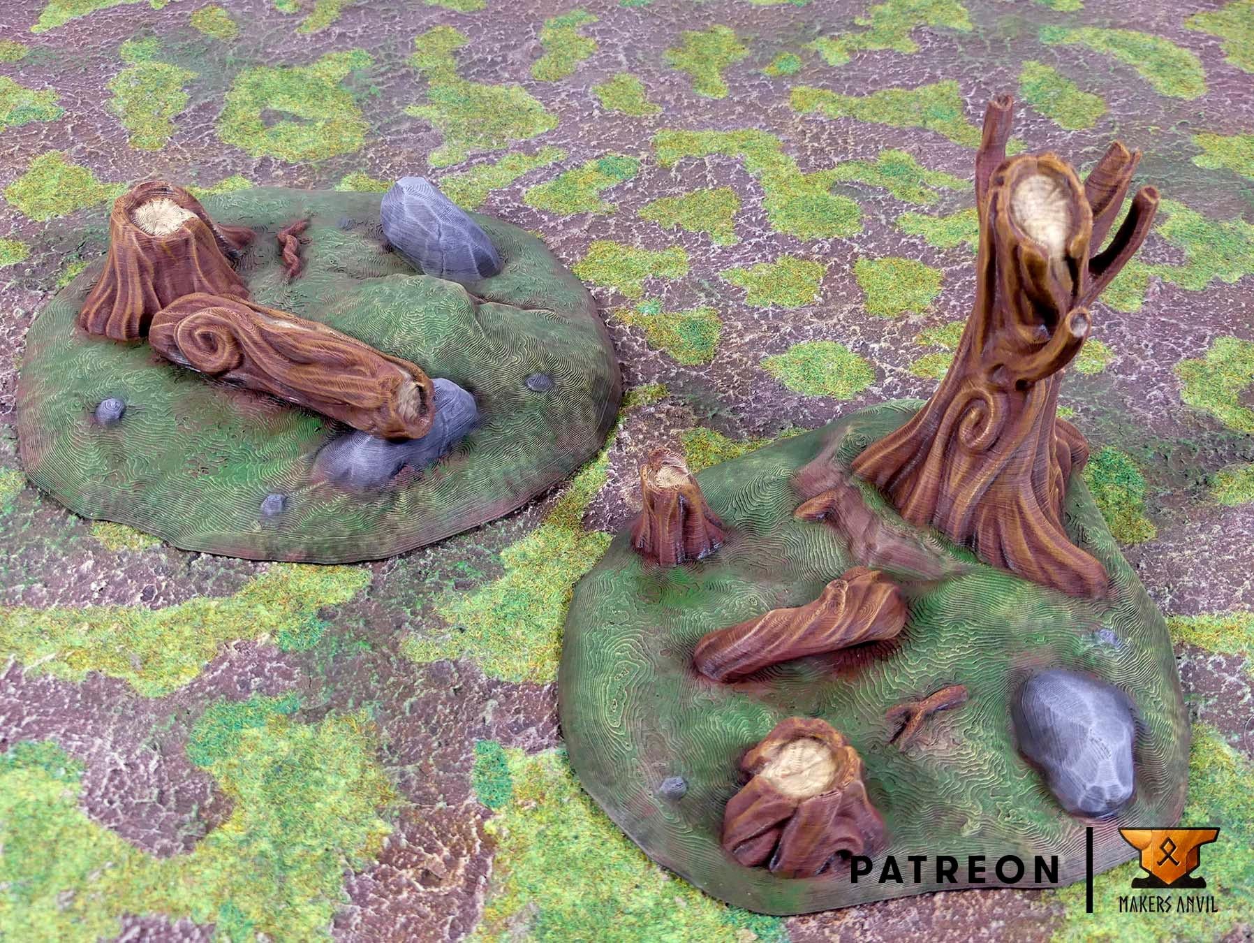 Forest Set | Tabletop Gaming & Diorama Scenery Terrain | 28mm to 32mm Scale | 3D Printed | Makers Anvil | Free Shipping