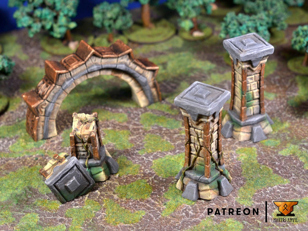 Forgotten Temple Full Set | Tabletop Gaming & Diorama Scenery Terrain | 28mm to 32mm Scale | 3D Printed | Makers Anvil | Free Shipping