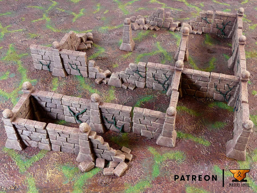 Labyrinth Walls Full Set | Tabletop Gaming & Diorama Scenery Terrain | 28mm to 32mm Scale | 3D Printed | Makers Anvil | Free Shipping