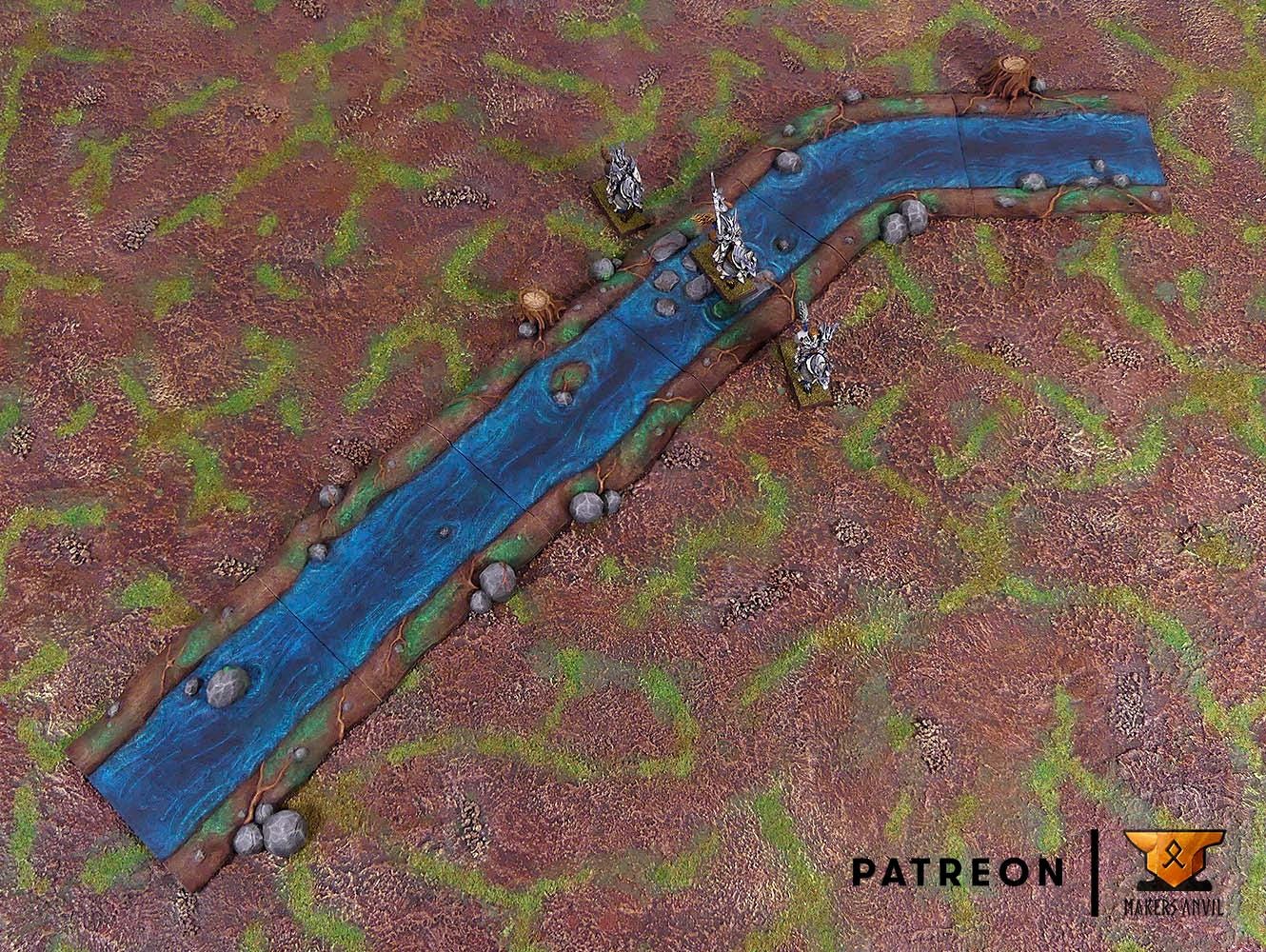 Rivers Set | Tabletop Gaming & Diorama Scenery Terrain | 28mm to 32mm Scale | 3D Printed | Makers Anvil | Free Shipping