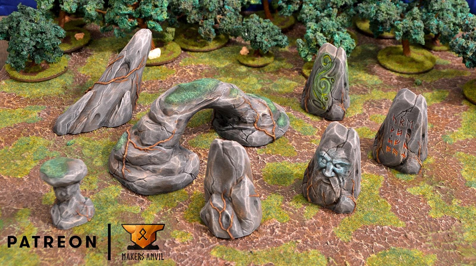 Rock Formations set | Tabletop Gaming & Diorama Scenery Terrain | 28mm to 32mm Scale | 3D Printed | Makers Anvil | Free Shipping