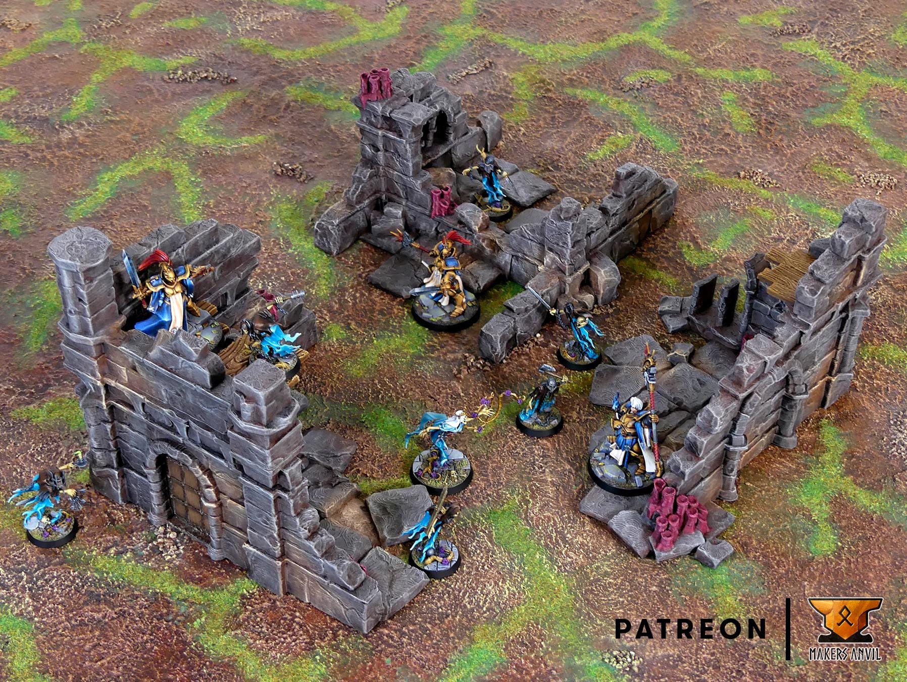 Ruins of Whispers Ruined Buildings Set | Tabletop Gaming & Diorama Terrain | 28mm to 32mm Scale | 3D Printed | Makers Anvil | Free Shipping