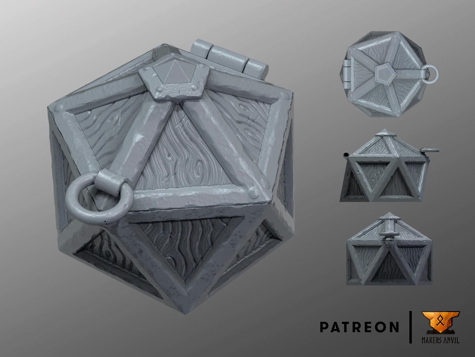 D20 Dice Chest | Tabletop Gaming & Diorama Scenery Terrain | 28mm to 32mm Scale | 3D Printed | Makers Anvil | Free Shipping