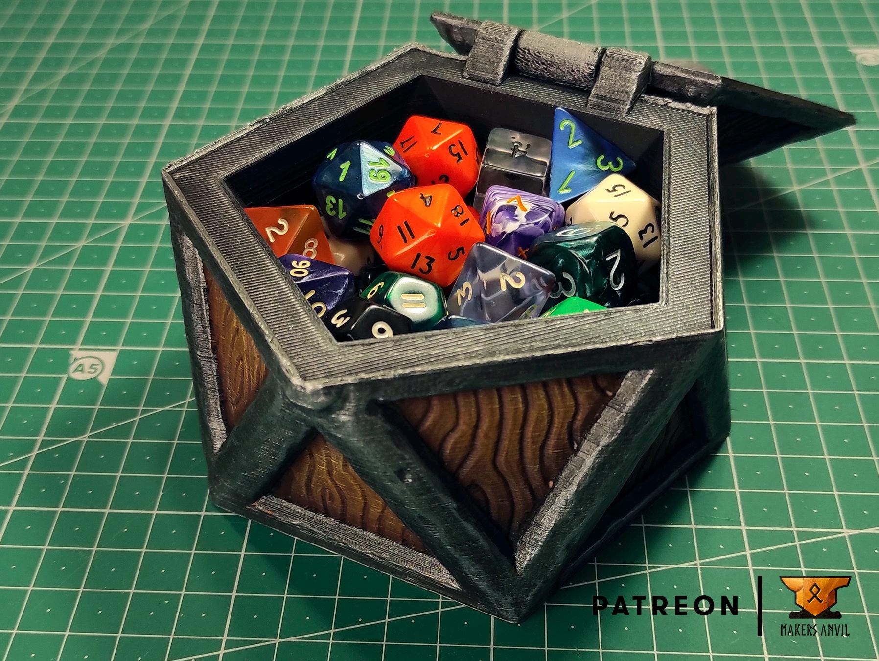 D20 Dice Chest | Tabletop Gaming & Diorama Scenery Terrain | 28mm to 32mm Scale | 3D Printed | Makers Anvil | Free Shipping