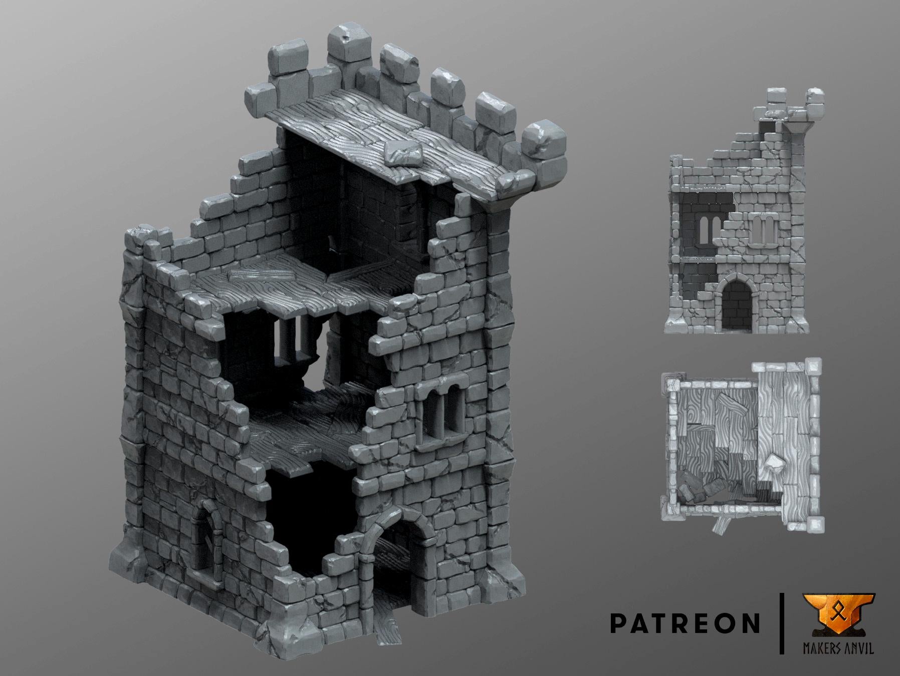 City Ruins Set | Tabletop Gaming & Diorama Scenery Terrain | 28mm to 32mm Scale | 3D Printed | Makers Anvil | Free Shipping