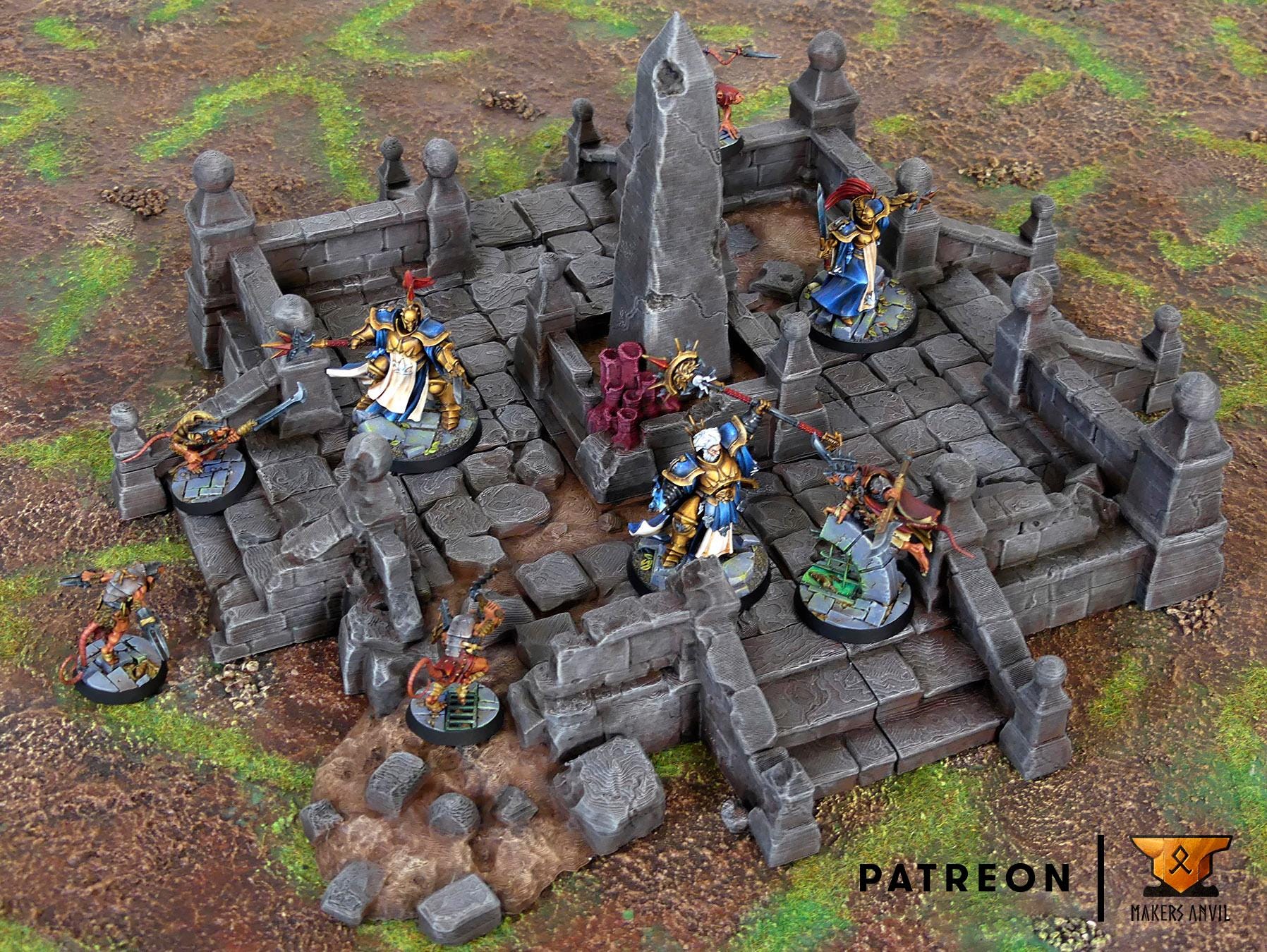 City Ruins Set | Tabletop Gaming & Diorama Scenery Terrain | 28mm to 32mm Scale | 3D Printed | Makers Anvil | Free Shipping