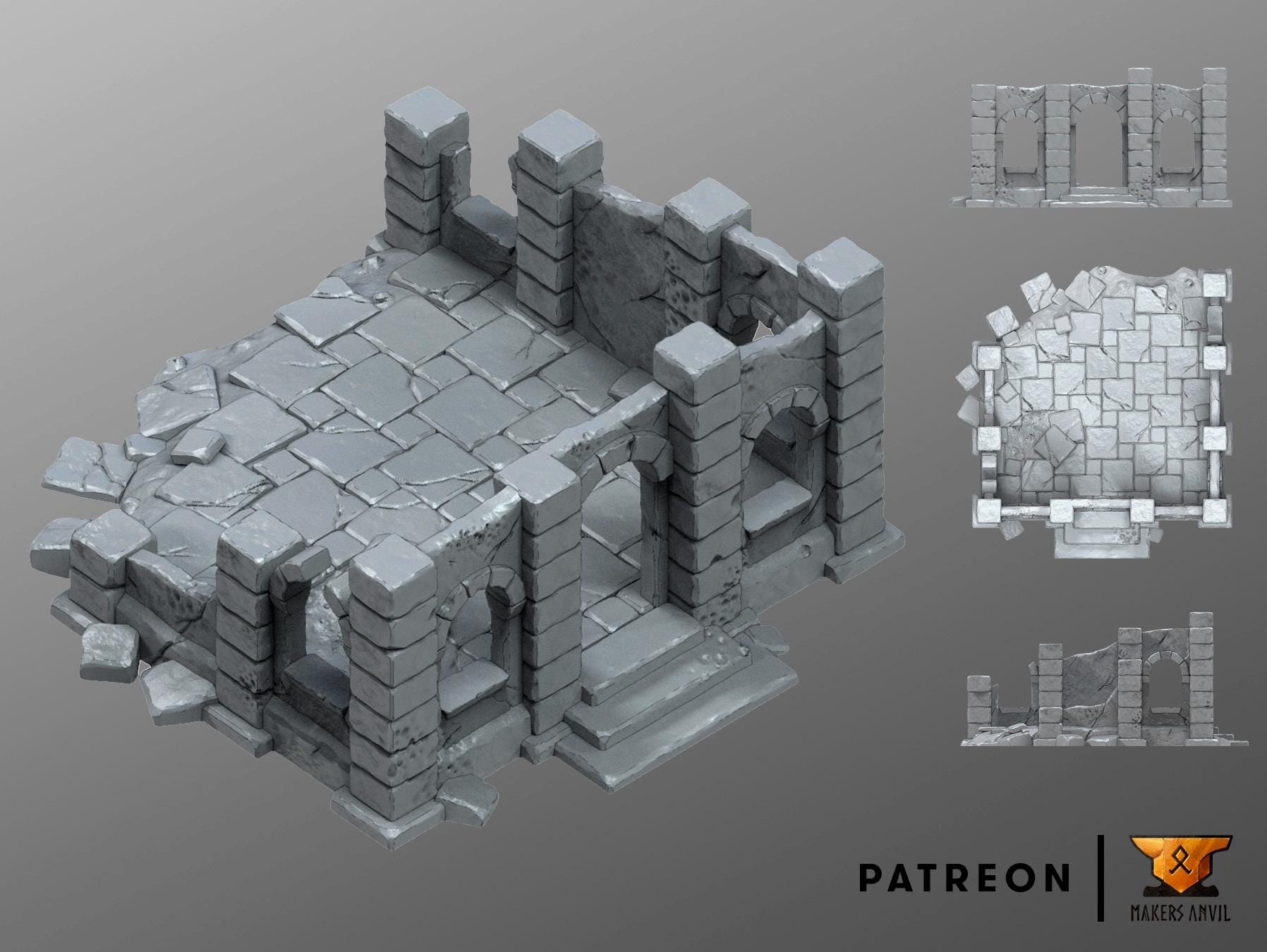 House Ruins | Tabletop Gaming & Diorama Scenery Terrain | 28mm to 32mm Scale | 3D Printed | Makers Anvil | Free Shipping