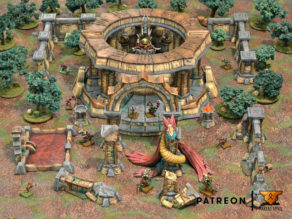 Forgotten Temple Full Set | Tabletop Gaming & Diorama Scenery Terrain | 28mm to 32mm Scale | 3D Printed | Makers Anvil | Free Shipping