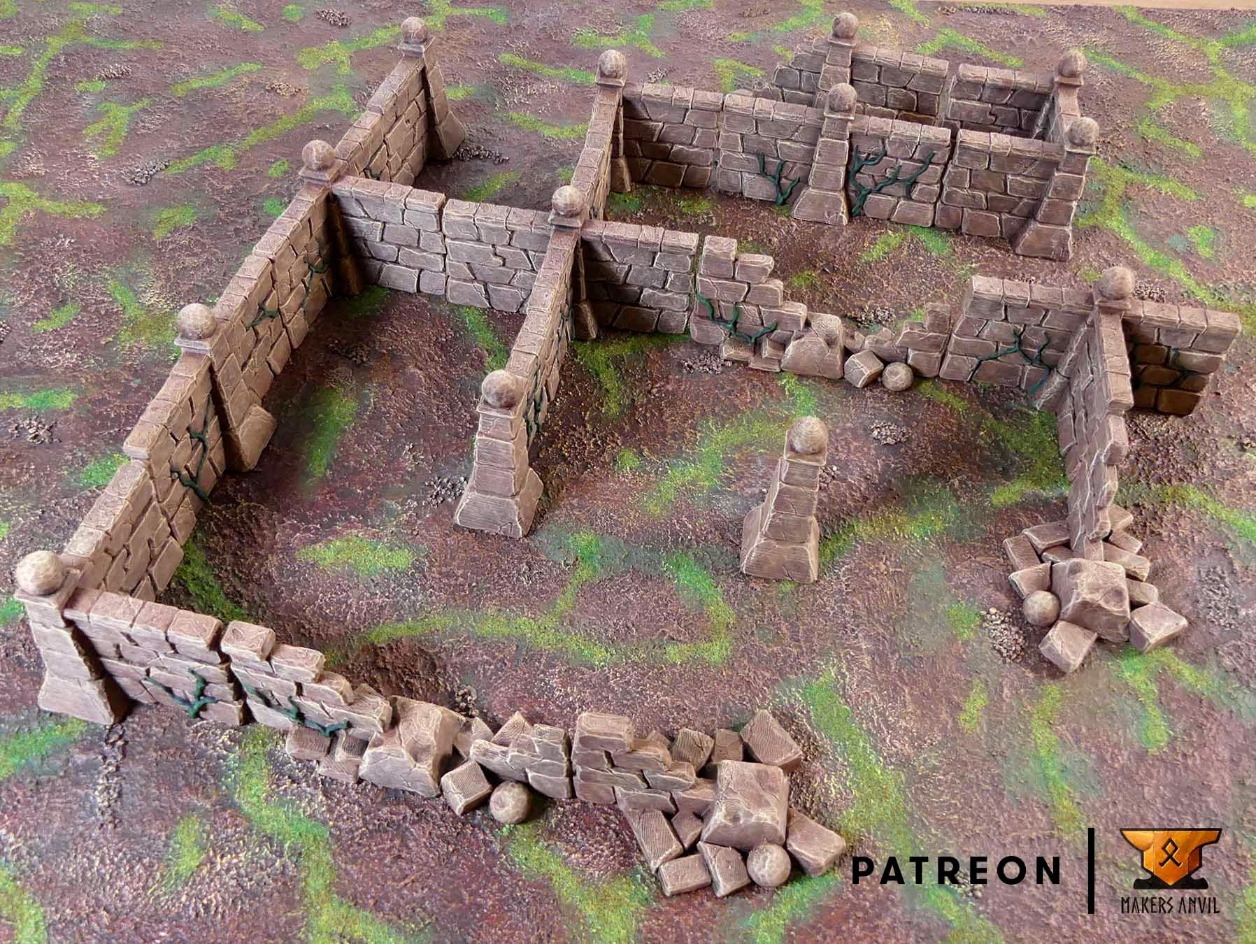 Labyrinth Walls Full Set | Tabletop Gaming & Diorama Scenery Terrain | 28mm to 32mm Scale | 3D Printed | Makers Anvil | Free Shipping