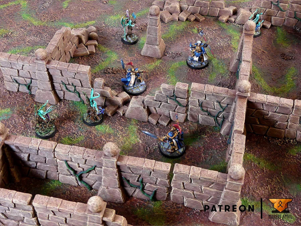 Labyrinth Walls Full Set | Tabletop Gaming & Diorama Scenery Terrain | 28mm to 32mm Scale | 3D Printed | Makers Anvil | Free Shipping